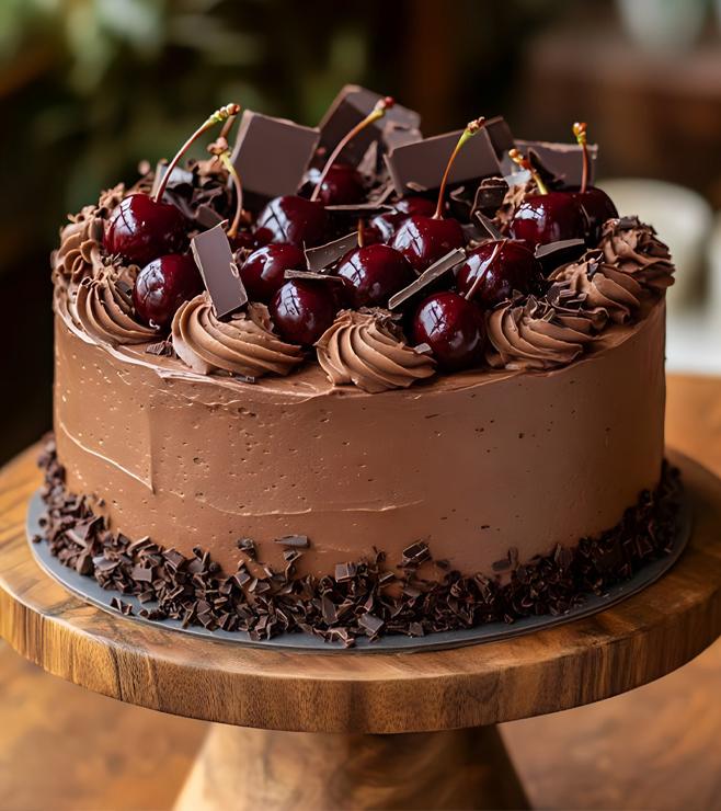 Kirschkuchen mit Schokolade dekoriert