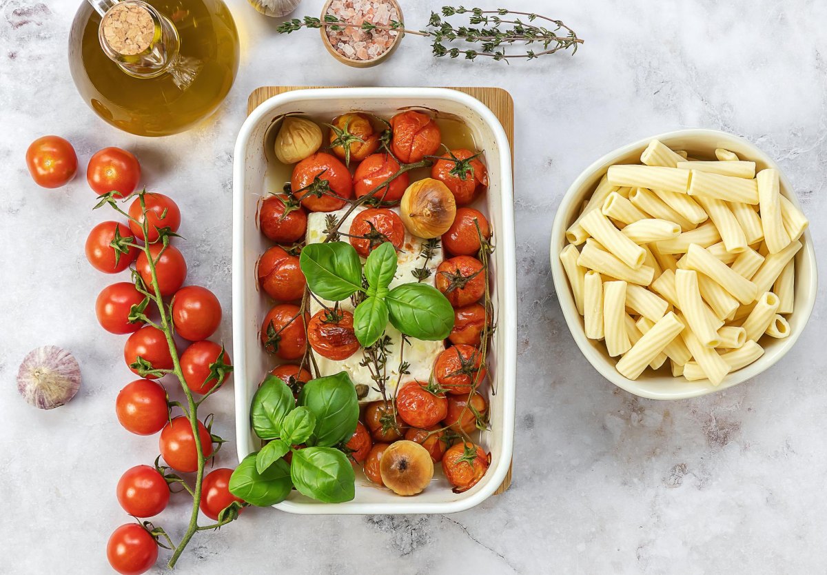 Zubereitung einer vegetarischen Ofenpasta