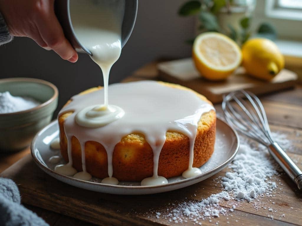 Glatte Glasur auf Zitronenkuchen