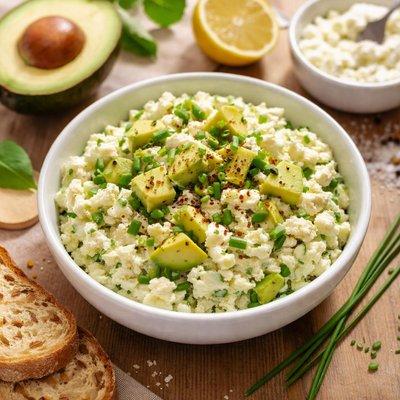 Hüttenkäse Bowl mit Avocado Kräutern