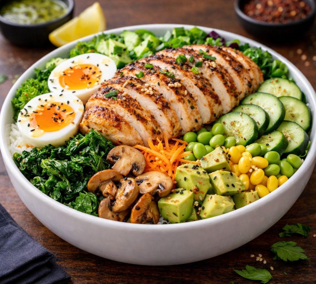 Fertig zusammengestellte Chicken Bowl
