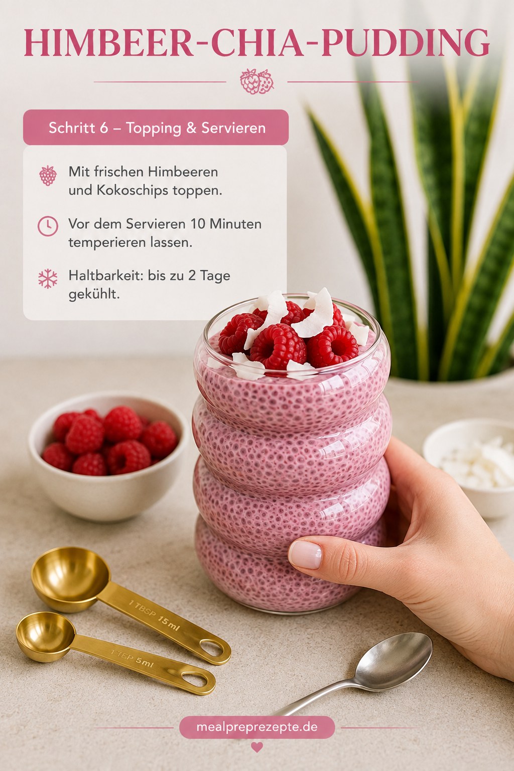 Himbeer - Chia - Pudding Mit Kokosflocken - Mein Meal -