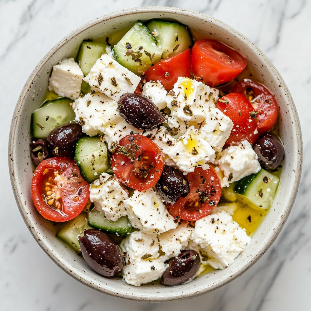 Mediterrane Hüttenkäse Bowl Oliven Tomaten
