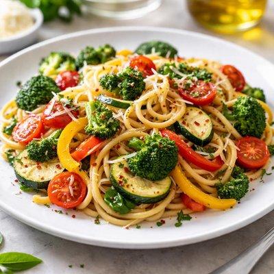 Ausgewogenes Gemüse Pasta Gericht