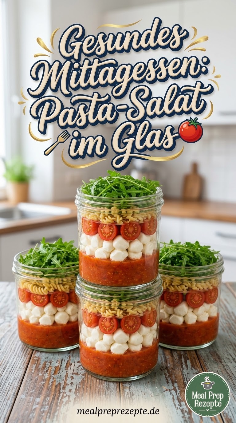 Gesundes Mittagessen: Pasta-Salat im Glas