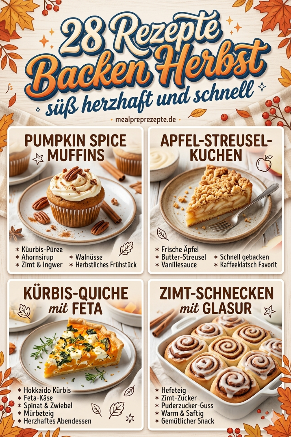 28 Rezepte Backen Herbst süß herzhaft und schnell