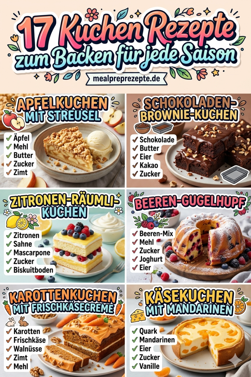 17 Kuchen Rezepte zum Backen für jede Saison