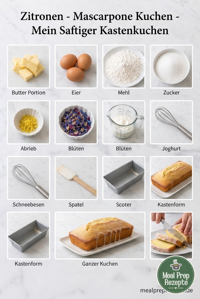 Zitronen - Mascarpone Kuchen - Mein Saftiger Kastenkuchen