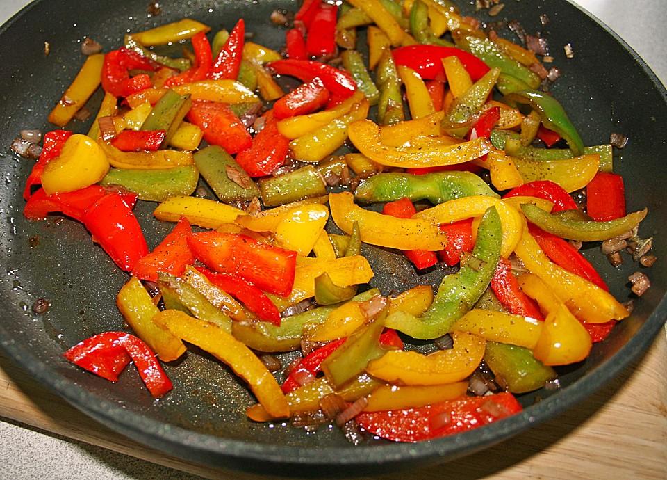 Paprika in Pfanne gebraten