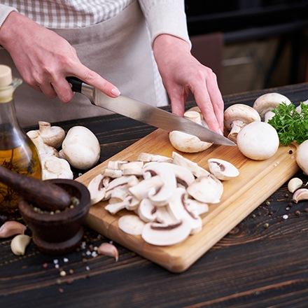 Geschnittene Champignons Pilze