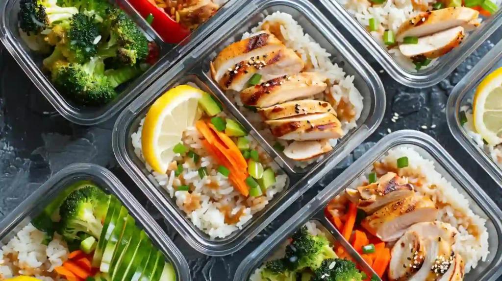 Proteinreiches Meal Prep mit Gemüse