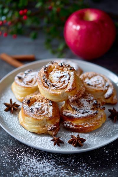 26. Apfel-Zimt-Blätterteig-Rosen für Herbst Rezepte Backen Blätterteig mit Fächeroptik
