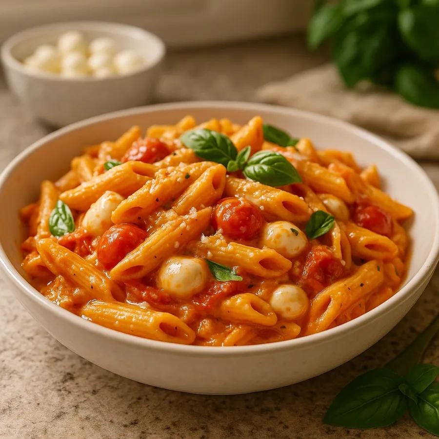 Servierte One Pot Pasta auf Teller