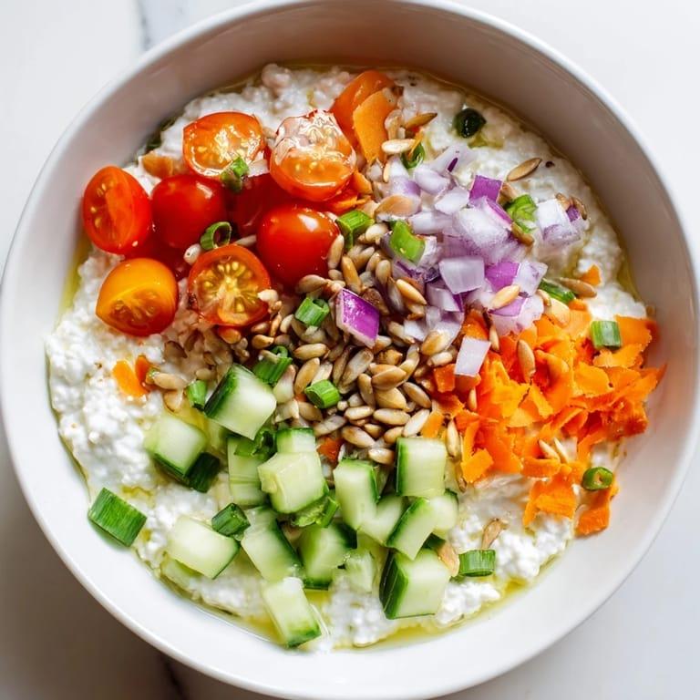 Hüttenkäse Bowl mit Gemüse Beilagen