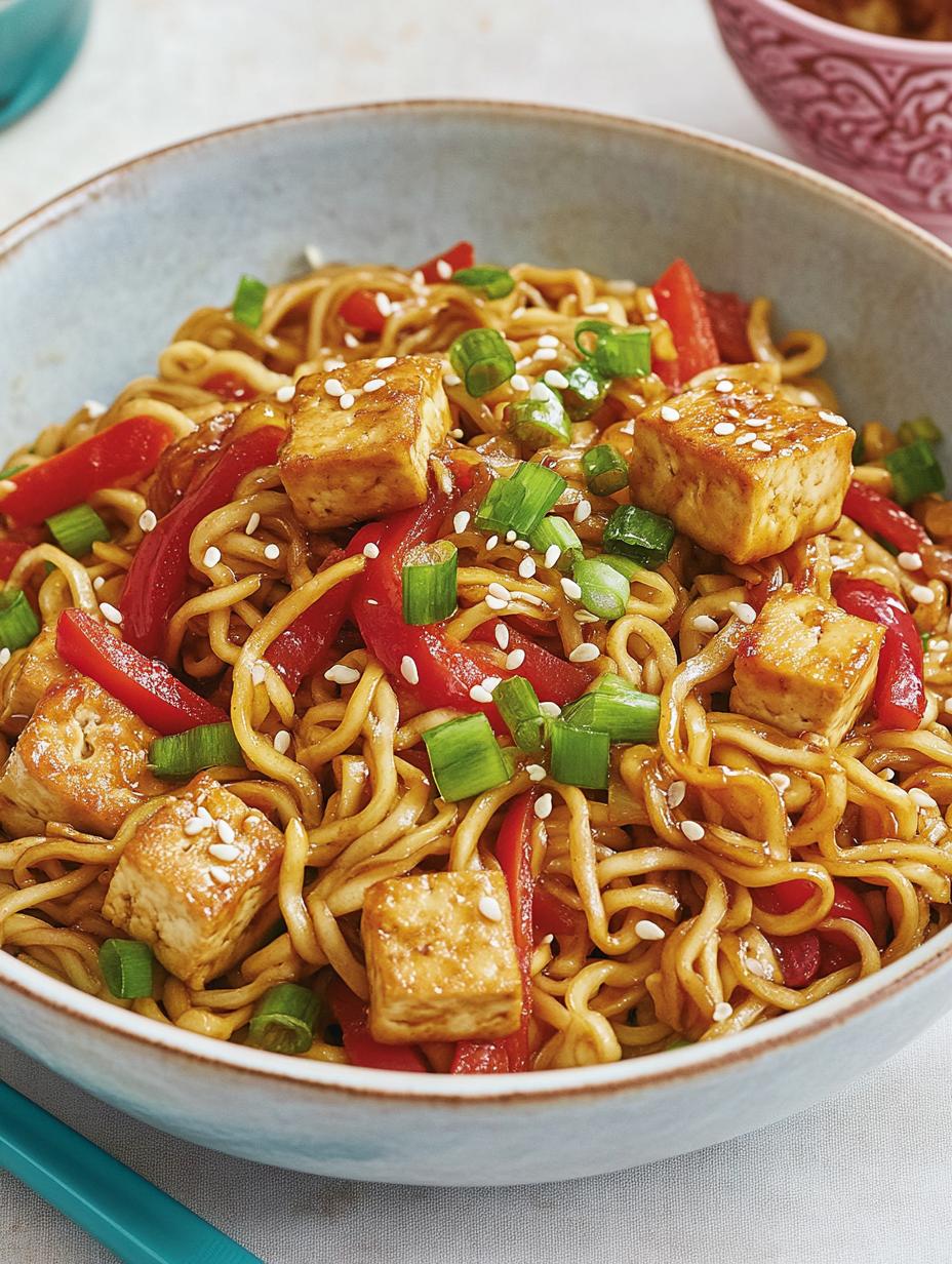Vegane Mie Nudeln mit Tofu