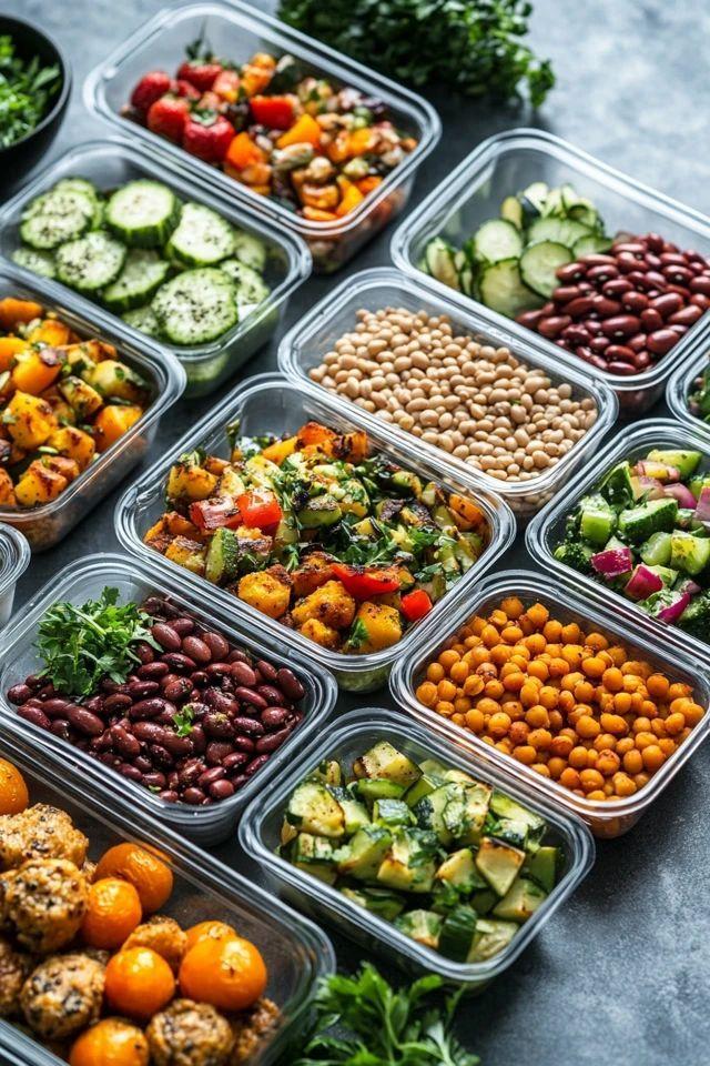 Vegetarische Meal Prep Lunchbox Gemüse