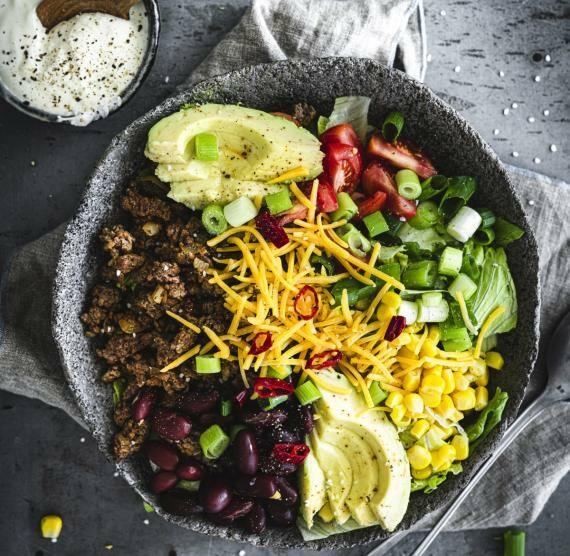 Bohnen Hackfleisch Protein Bowl