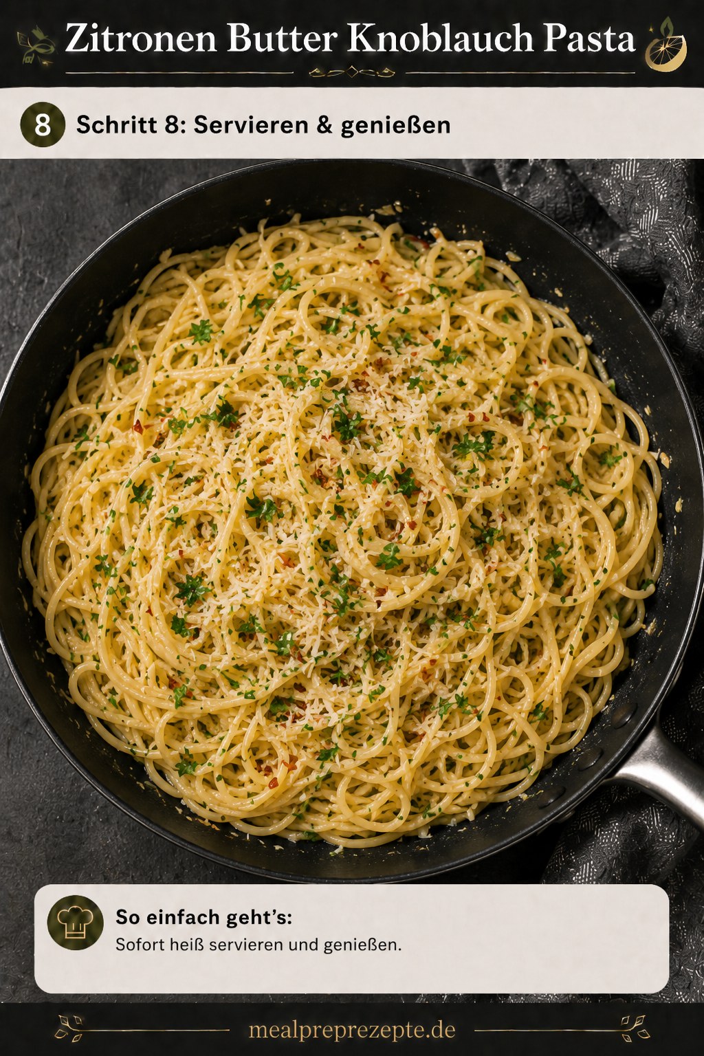 Zitronen Butter Knoblauch Pasta - Cremig Ohne Sahne, Fertig