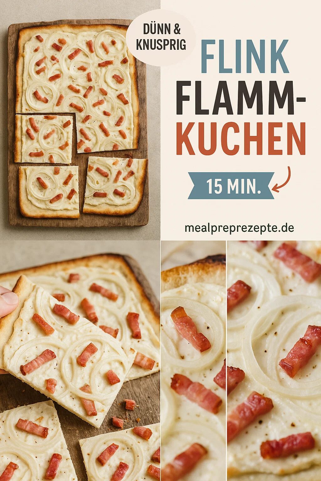 Flammkuchen Rezept klassisch knusprig für Zuhause